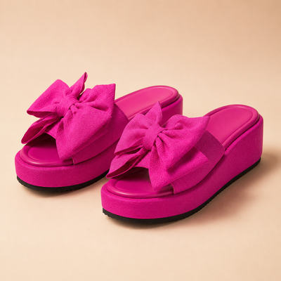 Sandalias Rosali con Plataforma y Lazo - Calzado de Plataforma con Detalle de Lazo