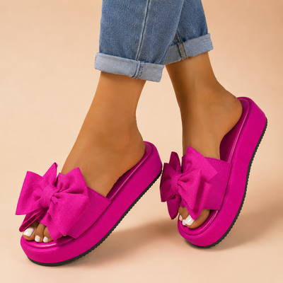 Sandalias Rosali con Plataforma y Lazo - Calzado de Plataforma con Detalle de Lazo