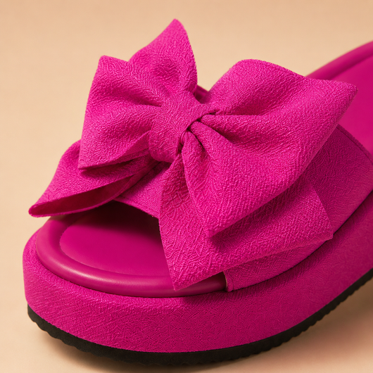 Sandalias Rosali con Plataforma y Lazo - Calzado de Plataforma con Detalle de Lazo