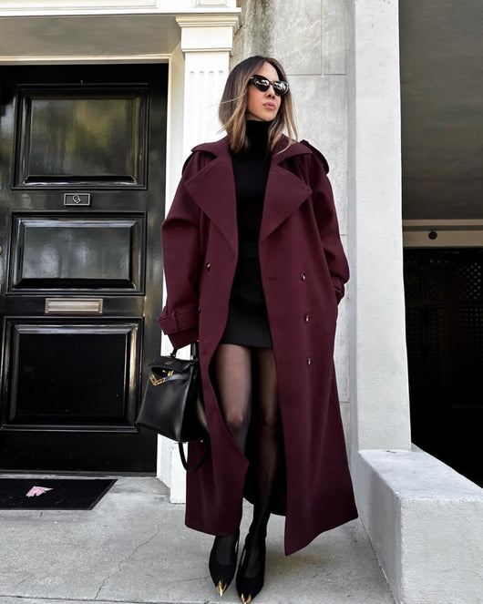 Abrigo Trench Sabine Largo de Lana de Invierno