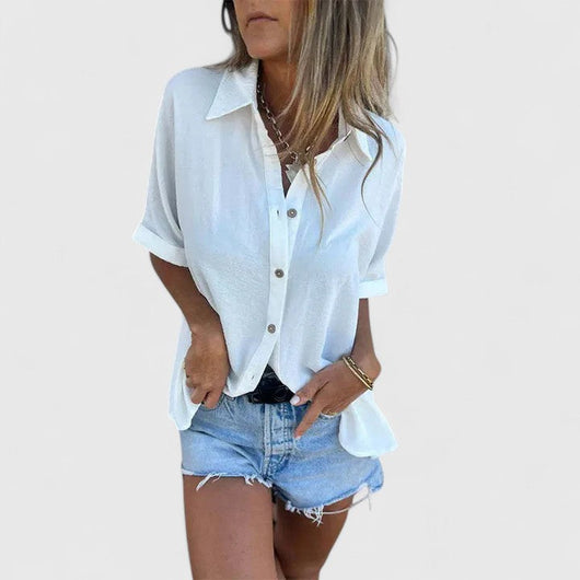 Blusa Helene de Manga Corta Corte Relajado