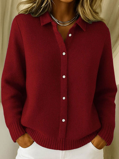 Frieda | Cárdigan Entallado de Punto con Cuello Camisero
