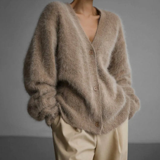 Mia | Cárdigan Oversize Afelpado de Cuello en V