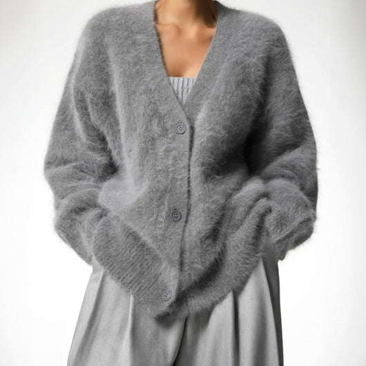 Mia | Cárdigan Oversize Afelpado de Cuello en V
