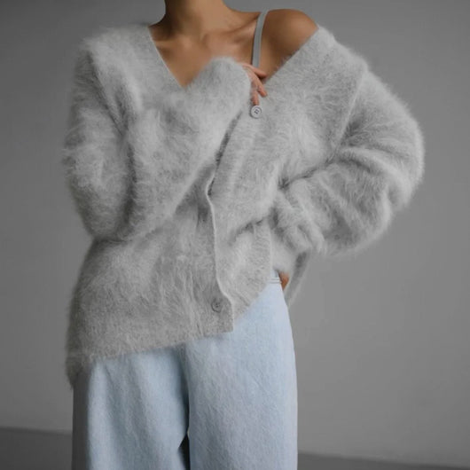 Mia | Cárdigan Oversize Afelpado de Cuello en V