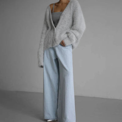 Mia | Cárdigan Oversize Afelpado de Cuello en V