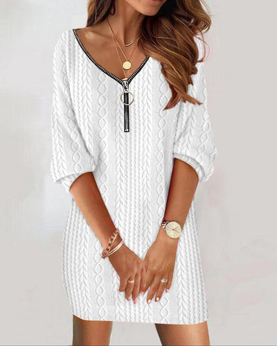 Vestido Mini Annika de Punto Trenzado con Cremallera