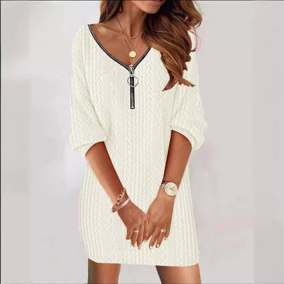 Vestido Mini Annika de Punto Trenzado con Cremallera