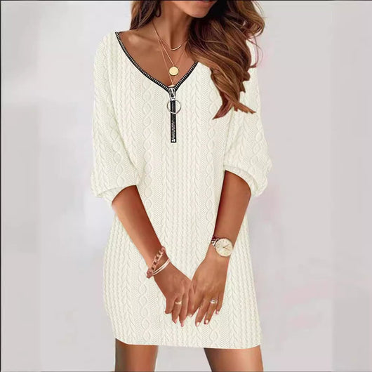 Vestido Mini Annika de Punto Trenzado con Cremallera