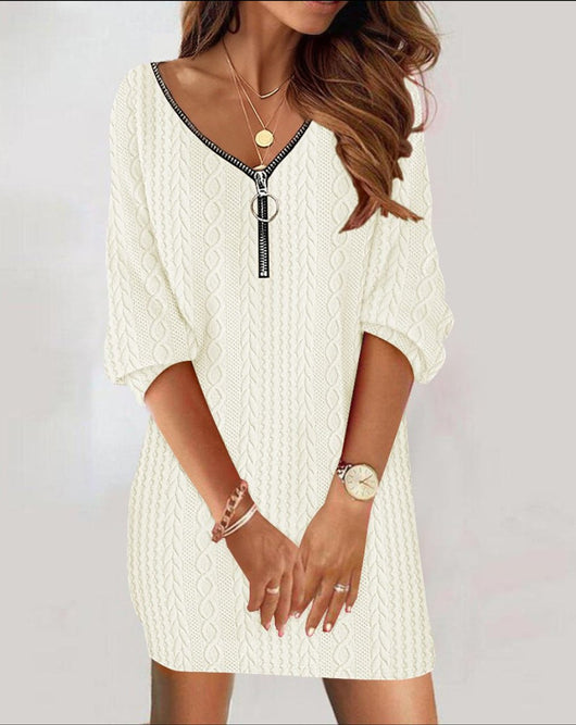 Vestido Mini Annika de Punto Trenzado con Cremallera