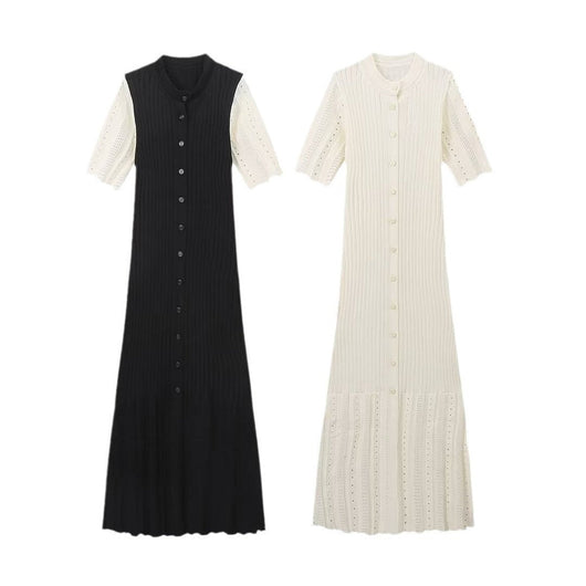 Vestido Largo Leonie de Punto Canalé Escote en V