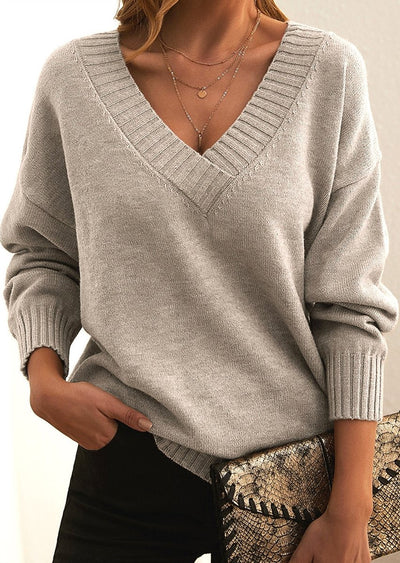 Jersey Katharina Largo Oversize de Cuello de Pico