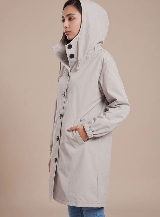 Trenca Greta Impermeable con Capucha