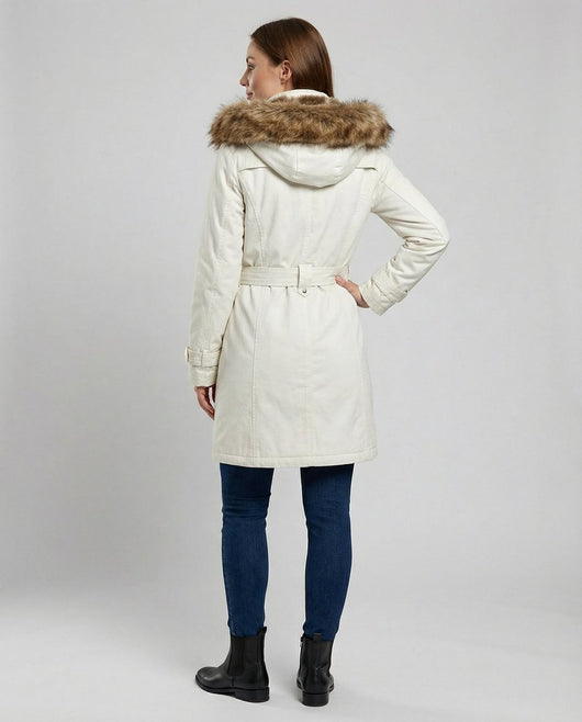 Parka Charlotte Larga Forrada con Capucha de Piel Sintética