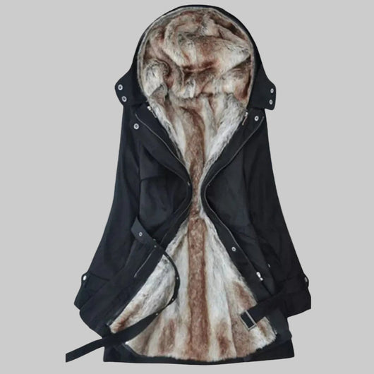 Parka Charlotte Larga Forrada con Capucha de Piel Sintética
