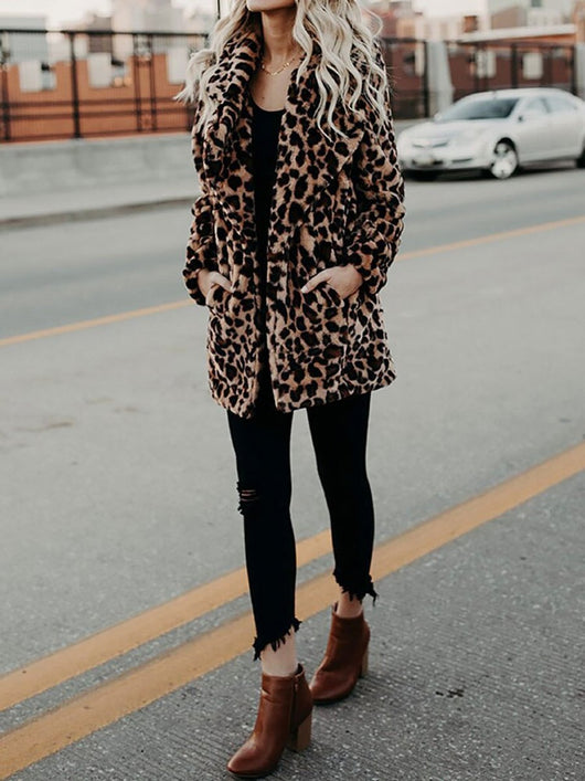 Abrigo Annika de Pelo Sintético con Estampado de Leopardo