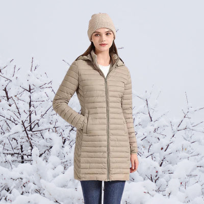 Parka Greta Larga Acolchada Ultraligera con Capucha