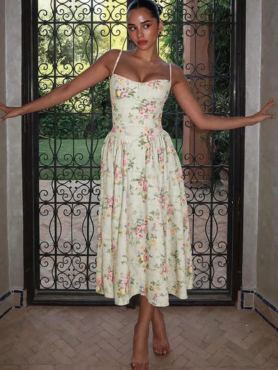 Hazel | Vestido Midi Floral de Tirantes para Boda
