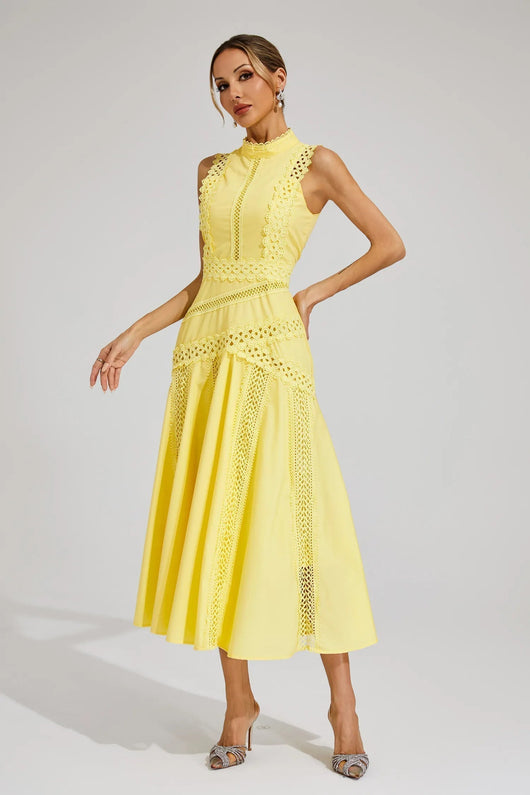 Caroline | Vestido Midi de Encaje sin Mangas para Boda