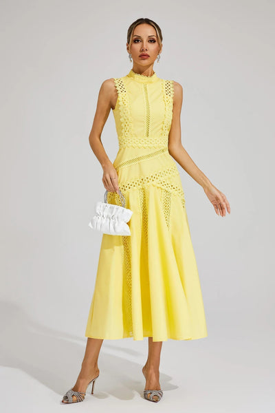 Caroline | Vestido Midi de Encaje sin Mangas para Boda