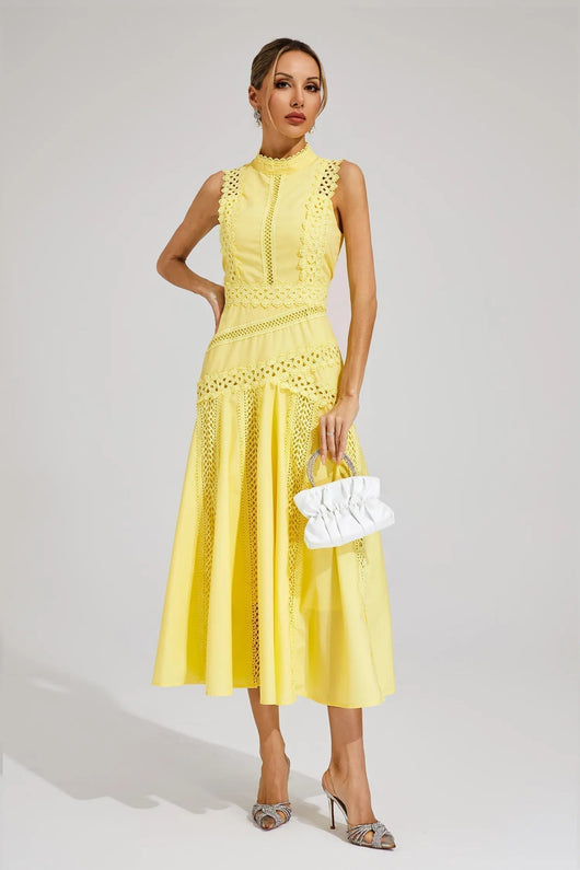 Caroline | Vestido Midi de Encaje sin Mangas para Boda